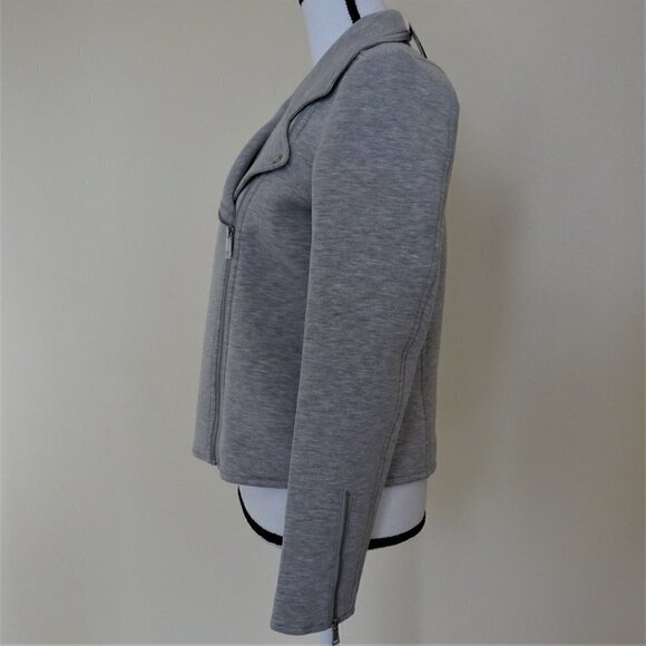 Ralph Lauren Zip Front Jacket Women's Size M Gray Knit Casual Moto Style - Picture 4 of 9